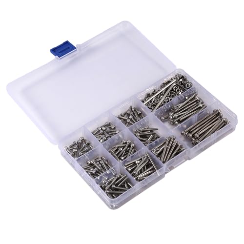 440pcs M3 Edelstahl -Sechskantschalen -Buchse und Muttern Sortiment mit 2 Sechskantschlüssel, Legierung Stahl vollständig eingewinderter schwarzer Sechskantbuchse von Grcfumo