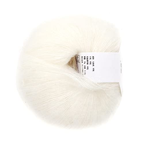 GRCFUMO 1 PC -Kugel Wollgarn, Strang Mohair Garn zum Stricken, beliebter weicher Mohair -Paschm -Strick -Angora Langes Wollgarn heiß (01 Weiß) von Grcfumo