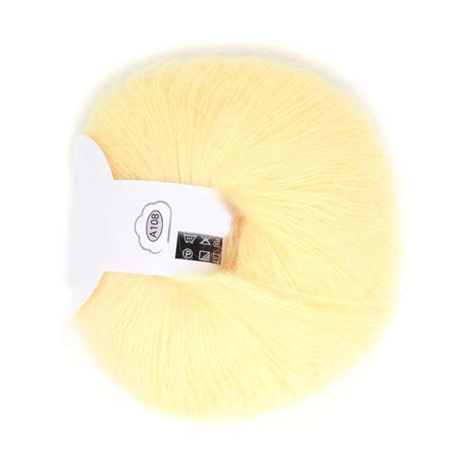 GRCFUMO 1 PC -Kugel Wollgarn, Strang Mohair Garn zum Stricken, beliebter weicher Mohair -Paschm -Strick -Angora Langes Wollgarn heiß (02 Gänsegelb) von Grcfumo