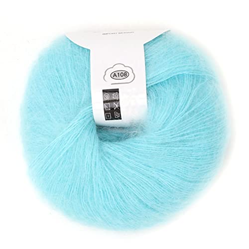 GRCFUMO 1 PC -Kugel Wollgarn, Strang Mohair Garn zum Stricken, beliebter weicher Mohair -Paschm -Strick -Angora Langes Wollgarn heiß (07 Wasser blau) von Grcfumo