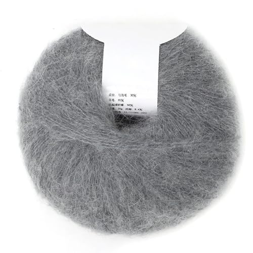 GRCFUMO 1 PC -Kugel Wollgarn, Strang Mohair Garn zum Stricken, beliebter weicher Mohair -Paschm -Strick -Angora Langes Wollgarn heiß (09 Rosenpulver) von Grcfumo