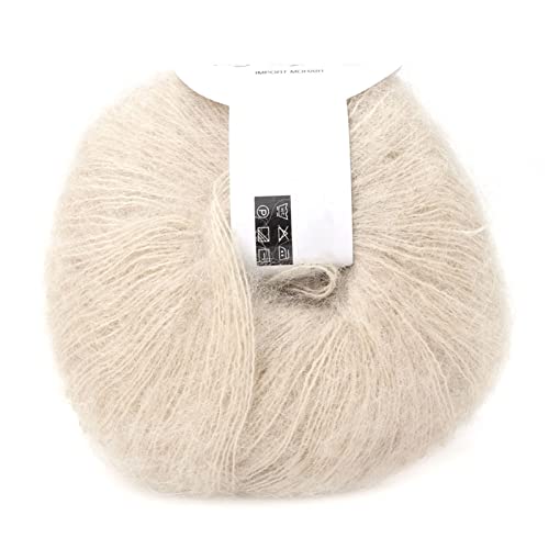 GRCFUMO 1 PC -Kugel Wollgarn, Strang Mohair Garn zum Stricken, beliebter weicher Mohair -Paschm -Strick -Angora Langes Wollgarn heiß (17 Beige) von Grcfumo