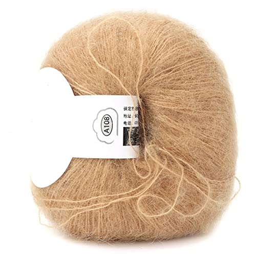 GRCFUMO 1 PC -Kugel Wollgarn, Strang Mohair Garn zum Stricken, beliebter weicher Mohair -Paschm -Strick -Angora Langes Wollgarn heiß (18 Khaki) von Grcfumo