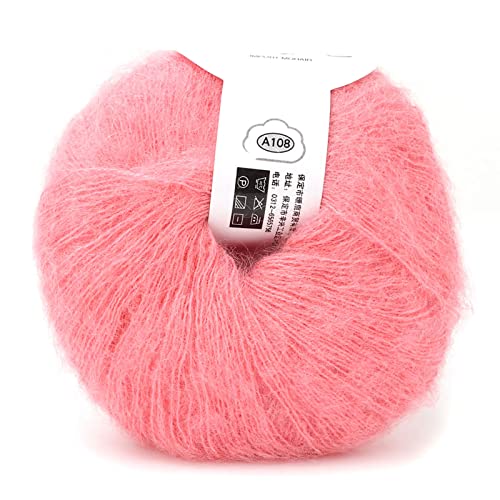 GRCFUMO 1 PC -Kugel Wollgarn, Strang Mohair Garn zum Stricken, beliebter weicher Mohair -Paschm -Strick -Angora Langes Wollgarn heiß (32 Fleischpulver) von Grcfumo