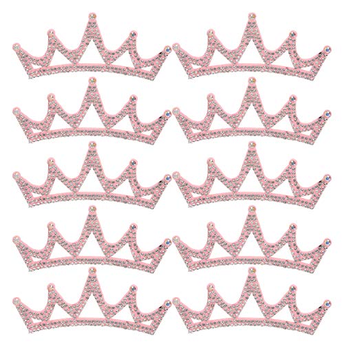 GRCFUMO 10 PCS -Kleiderpflaster, Applikationen Blätter Perlenflecken, stoff Applique Kronenförmige Flecken Kleidung Accessoires (10 * 3,7 cm rosa Dreieckskrone) von Grcfumo