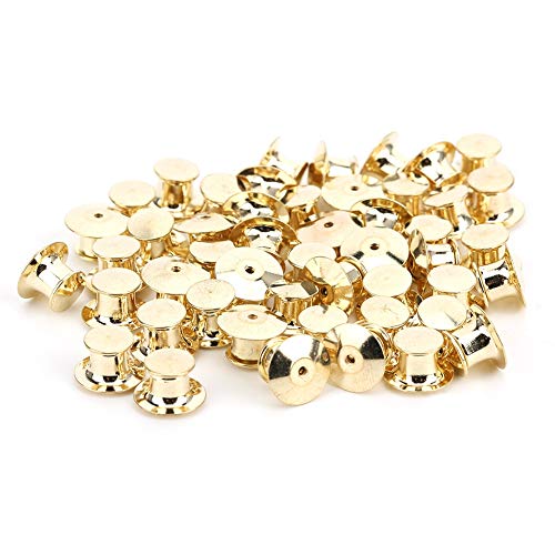 GRCFUMO 50pcs Brosch -Stiftrücker, Metallnadelrücken Verriegelung Pin Keepers Verriegelung, Stift Rückenverriegelung für Abzeichen, Reversnadeln, emaillierte Stifte, Reize, (Gold) von Grcfumo