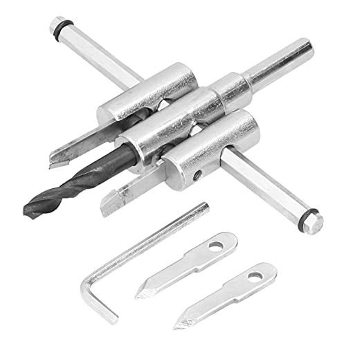 GRCFUMO Verstellbarer Kreis Lochschneidersäge Kit, Holzwallwall -Bohrer Bit Säge runde Schneiden, Trockenwand -Loch -Sägen -Schneiderbohrwerkzeug für Gipsplastik -Sperrholzholz (40-120 mm) von Grcfumo