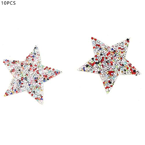 Grcfumo 10pcs Rhinestone Applique, Rhinestone Star Patche Iron, Rhinestone Star Applique Iron On Clothes Patch for Dress Shoes Bag Hat (8cm mixed color five-pointed star) von Grcfumo
