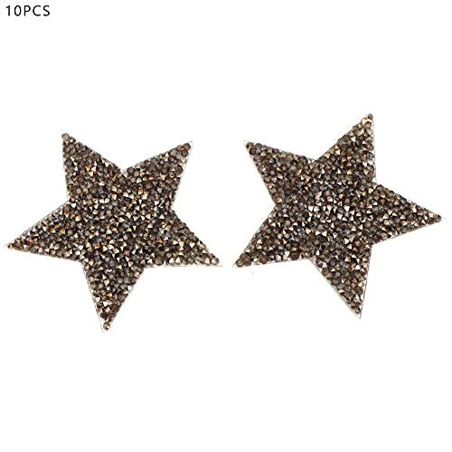 Grcfumo 10pcs Rhinestone Applique, Rhinestone Star Patche Iron, Rhinestone Star Applique Iron On Clothes Patch for Dress Shoes Bag Hat (8cm transparent gray five-pointed star) von Grcfumo