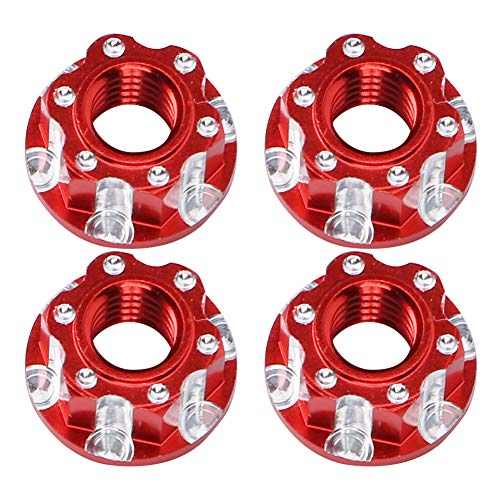 Grcfumo 4pcs M4 Schnitzsexagonal Nuttern, Aluminium -Leichtmetallrad -Sechskantmuttern, RC -Autoanschlusswerkzeugkit für HSP D3 D4 1/10 (Black) (Red) von Grcfumo