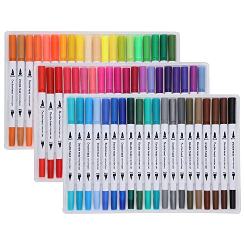 Grcfumo Aquarellmarker zum Malen, verschiedene Farben, weiche FineLiner-Spitze, Doppelpinsel, Kunstbedarf für Künstler und Malanfänger (STBG-60 Farben) von Grcfumo