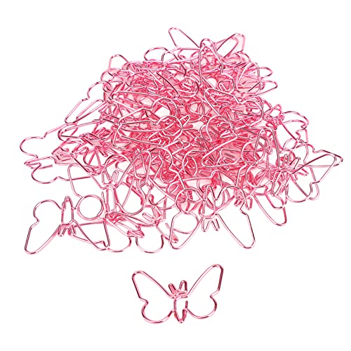 Grcfumo Büroklammern mit rosa Schmetterlingen, Cartoon-Farbbeschichtung, innovative, süße Büroklammern für Büro, Zuhause, Schule, 50 Stück von Grcfumo
