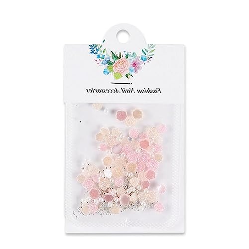 50 Stück Blume Nail Art Dekorationen mit Mini Perlen Acryl Rose Blume Nail Art Charms Decals für Nail Art Design von Greabuy