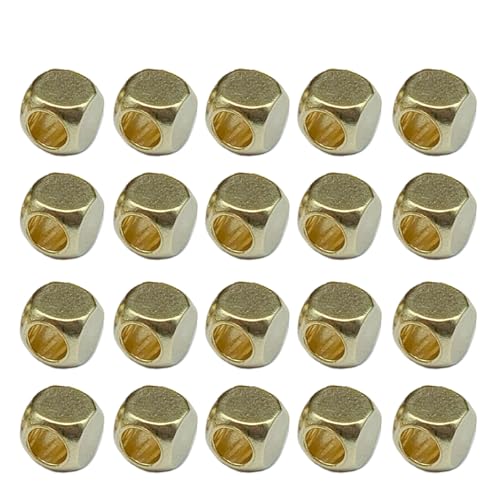 Greabuy 20 Stück Kupfer-Isolat-Messing-Perlen, Zubehör, runde/quadratisch, Paracord-Perlen für Schmuck von Greabuy