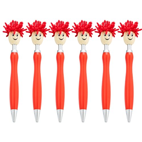 Greabuy 6 Stück Moppkopf-Kugelschreiber, 1,0 mm, einziehbarer Kugelschreiber, Schreibwarenstift, glattes Schreiben, für Büro, Schule Greabuy 6 Stück Moppkopf-Kugelschreiber, 1,0 mm, einziehbarer Kugelschreiber, Schreibwarenstift, glattes Schreiben, für Büro, Schule von Greabuy