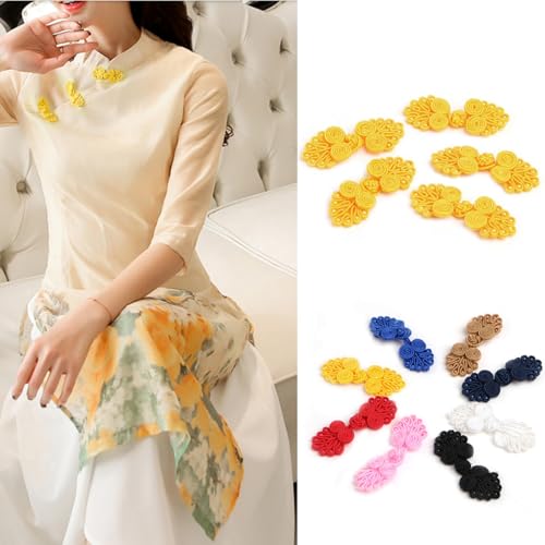 Greabuy Chinesische Knoten für Froschknöpfe, 10 Paar, Perlen-Verschlussknöpfe für Jacken, Korsetts, Handtaschen, Dekoration von Greabuy
