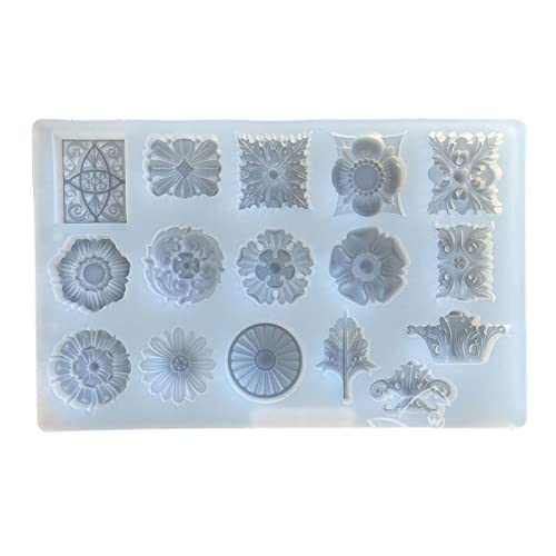 Greabuy Kristall-Epoxidharz-Form, verschiedene dreidimensionale geprägte Blumenmuster, Anhänger, Silikonform von Greabuy