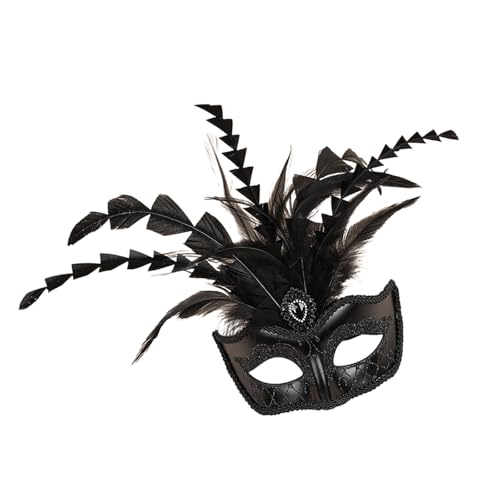 Greabuy Venezianer-Augenmaske mit Strasssteinen, Federn, Halbgesicht, für Maskeraden, Bälle, Halloween, Party, Cosplay, Foto, Venezianer, Frauen, für Maskeraden Greabuy Venezianer-Augenmaske mit Strasssteinen, Federn, Halbgesicht, für Maskeraden, Bälle, Halloween, Party, Cosplay, Foto, Venezianer, Frauen, für Maskeraden von Greabuy