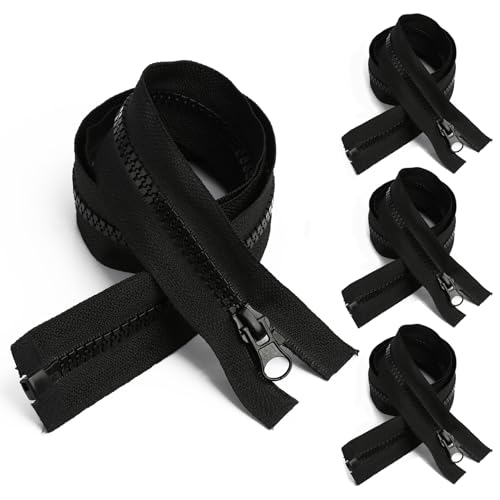 4 Stück Reißverschluss in Schwarze 70 cm #5, Reißverschluss für Jacken 5mm Trennende Jacke Reißverschlüsse Nylon zum Nähen Zipper Reißverschluss Teilbar für Nähen Mäntel, Jacken, Taschen (Schwarz) von Greacesrio