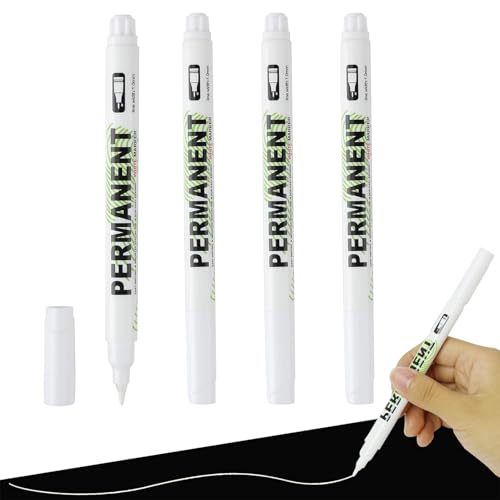 Greacesrio Permanent-Marker, weiß, 4 Stück, weiße Permanentmarker, feine Spitze, 1,0 mm, Acrylstifte für Holz, Metall, Glas, Stoff, Stein, Fotoalbum, Reifen Greacesrio Permanent-Marker, weiß, 4 Stück, weiße Permanentmarker, feine Spitze, 1,0 mm, Acrylstifte für Holz, Metall, Glas, Stoff, Stein, Fotoalbum, Reifen von Greacesrio