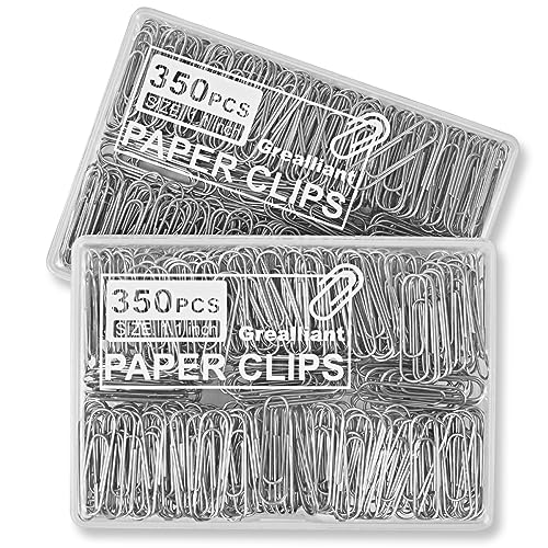 Grealliant 700 Stück kleine Büroklammern, 2.8 cm silberfarbene Büroklammern für Papierarbeiten, 2 Boxen mit je 350 Stück, einfach zu verwenden im Büro, in der Schule und zu Hause von Grealliant