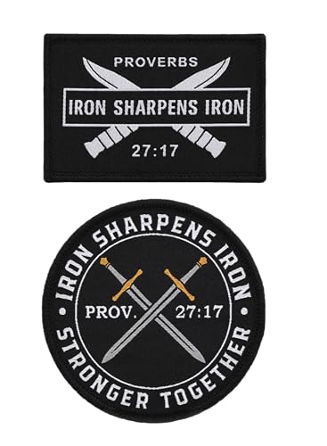 Christian Iron Sharpens Iron Moral Applique 2-Pack Patch Set, Woven Hook & Loop Fastener/Backing, Tactical Accessory for Clothing-Jackets-Hats-Backpacks Christian Iron Sharpens Iron Moral Applique 2-Pack Patch Set, Woven Hook & Loop Fastener/Backing, Tactical Accessory for Clothing-Jackets-Hats-Backpacks von Great 1