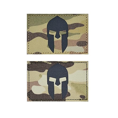 Multicam Infrarot IR Spartan Helm Flagge Patch Set, 5.1x7.6 cm, reflektierendes Cordura-Material, Klettverschluss, Hüte, Rucksäcke (Spartan Helm Camo) von Great 1