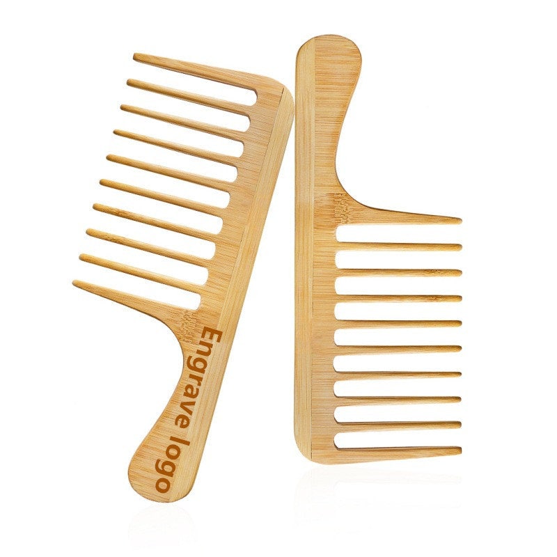 Gravieren Sie Das Logo-Handgemachter Afro Großer Bambuskamm-Breiter Zahnkamm Mit Griff Für Haar/Bart Make-Up von GreatBeardCare