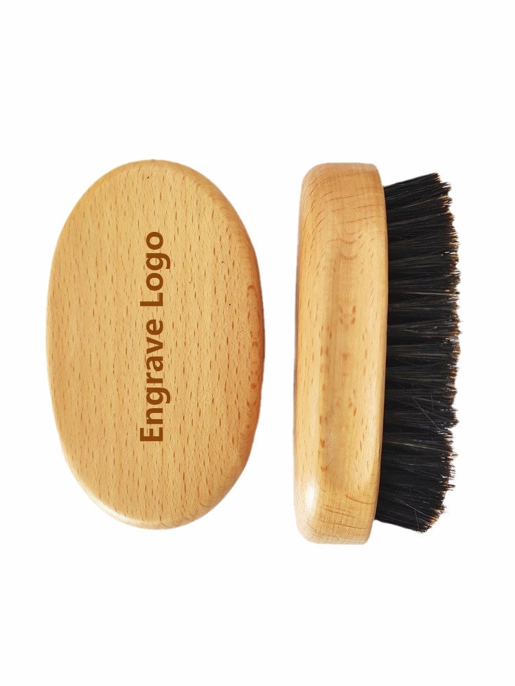 Gravieren Sie Ihr Logo-Handmade Buchenholz Bartpflege Bürste Wildschweinborsten Bürsten Für Männer Bartkamm von GreatBeardCare