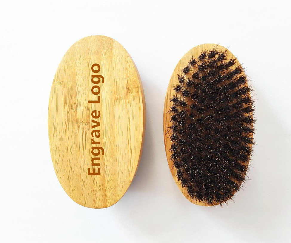 Personalisieren Sie Ihr Logo-Handgefertigt Bambusgriff Wildschweinborstenbürste Für Männer Bartpflegebürste Makeup Pflege Haarbürste von GreatBeardCare