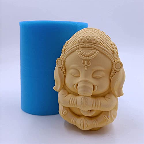 Ganesha Silikonform für Kerzenherstellung 3D Ganesha Seifenherstellung, Harz, elfenbeinfarbener Polymer-Ton, Badekugelform, Seifen von GreatMold