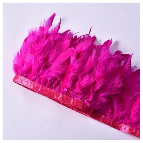 GreatRise 10-15cm Natürliche Truthahnfeder Band Truthahnfeder-Bordüre Fringe Trim Federborte Plüsch Federbesatz für DIY Basteln Nähen Party Hochzeit Kleid Kostüme Dekoration Rosarot 1m von GreatRise