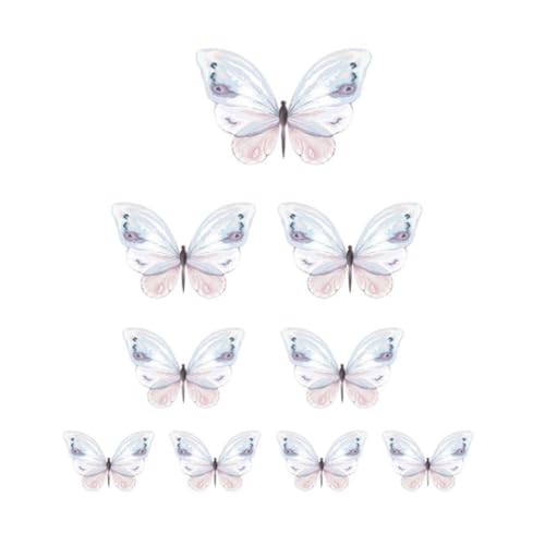 GreatRise 10 Stück 3D Schmetterling Kuchen Torten Deko Set zum DIY Dreidimensional Tortendeko Geburtstag Kuchendeko Tortenaufleger für Party Taufe Hochzeitstorte Dessert Cupcake Toppers #7 Rosa-Grau von GreatRise