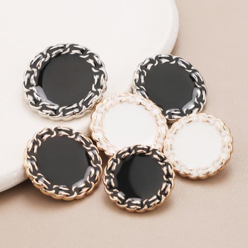 GreatRise 10 Stück Rund Metall Knöpfe zum Nähen Vintage Ösenknöpfe Elegant Nähknöpfe mit Schaft Annähen Metallknöpfe Kleidungsknöpfe für Basteln Anzug Hemden Mäntel Pullover Weiß 13mm von GreatRise