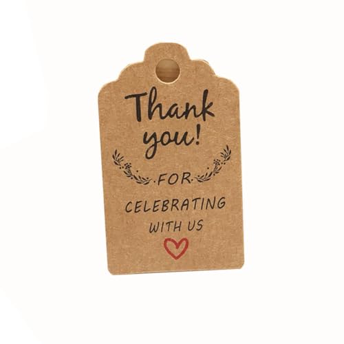 GreatRise 100 Stück Geschenkanhänger mit Juteschnur, 3×5cm Danke Karten Anhänger Kraftpapier Etiketten Blanko Dankeschön für Hochzeit Weihnachten Geschenkverpackung DIY-Projekte Thank You#2 von GreatRise