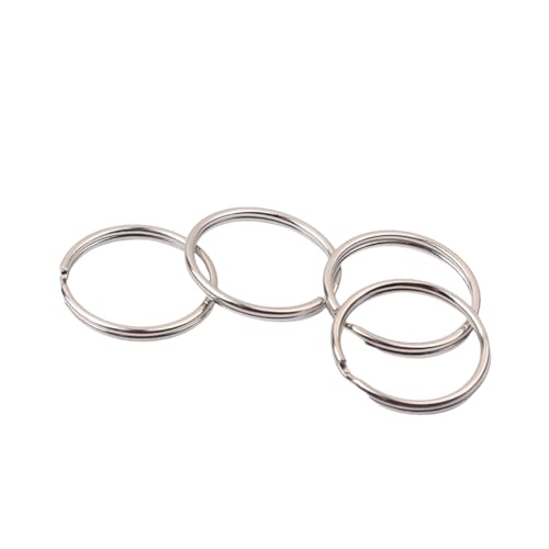 GreatRise 100 Stück Silber Schlüsselring Schlüsselanhänger mit Doppelschlaufen Schlüsselanhänger Ring Spaltringe Split Ringe Hausschlüsseln Spaltringe für Auto Haus Schlüssel Zubehör Runde Blende 30mm von GreatRise