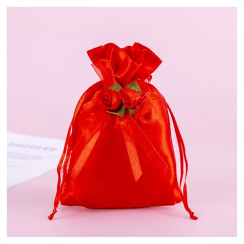 GreatRise 100pcs 13×18cm Geschenktüten mit Kordelzug und Blumen, Satin Schmuckbeutel Geschenkbeutel Aufbewahrungsbeutel für Hochzeit Babydusche Weihnachten Party Schmuck Süßigkeiten Rot GreatRise 100pcs 13×18cm Geschenktüten mit Kordelzug und Blumen, Satin Schmuckbeutel Geschenkbeutel Aufbewahrungsbeutel für Hochzeit Babydusche Weihnachten Party Schmuck Süßigkeiten Rot von GreatRise