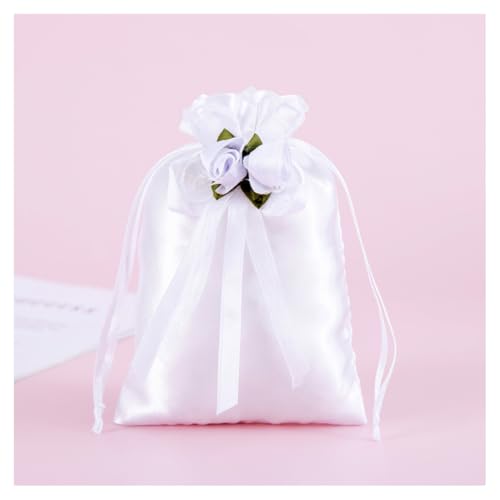 GreatRise 10pcs 10×15cm Geschenktüten mit Kordelzug und Blumen, Satin Schmuckbeutel Geschenkbeutel Aufbewahrungsbeutel für Hochzeit Babydusche Weihnachten Party Schmuck Süßigkeiten Weiß GreatRise 10pcs 10×15cm Geschenktüten mit Kordelzug und Blumen, Satin Schmuckbeutel Geschenkbeutel Aufbewahrungsbeutel für Hochzeit Babydusche Weihnachten Party Schmuck Süßigkeiten Weiß von GreatRise