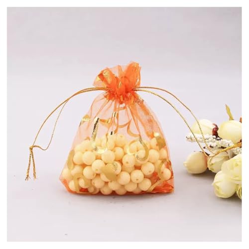 GreatRise 10pcs 10×15cm Organzasäckchen mit Kordelzug Herzen Organza Geschenktüten Süßigkeitentüte Geschenk Säckchen zum Befüllen Schmuckbeutel für Hochzeit Weihnachten Babyparty Orange von GreatRise