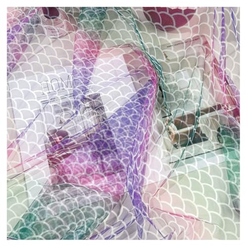 GreatRise 150cm Transparent Meerjungfrauen-Schuppen-Stoff Netzstoff Regenbogen Tüllstoff Leicht Dehnbarer Dekostoff für DIY Nähen Prinzessin-Kleid Brautkleider Hochzeit Schleier Bunte #2 1 Meter von GreatRise