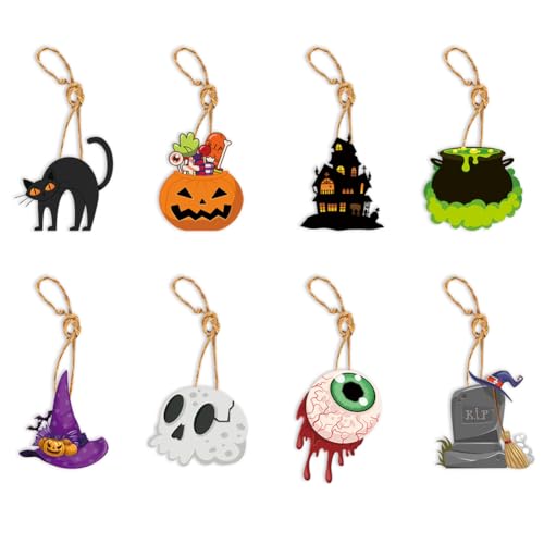 GreatRise 16 Stück Halloween Papier Anhänger mit Juteseil Horror-Hängeanhänger Set, Kürbis Schwarze Katze Grabsteine Skelett Wichtel Hängende für Outdoor & Innen Baum Party Süßes oder Saures Deko #A GreatRise 16 Stück Halloween Papier Anhänger mit Juteseil Horror-Hängeanhänger Set, Kürbis Schwarze Katze Grabsteine Skelett Wichtel Hängende für Outdoor & Innen Baum Party Süßes oder Saures Deko #A von GreatRise