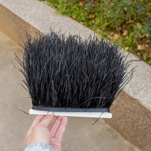 GreatRise 1m Natürlichen Straußenfedern Borte Plüsch Federband Federborte zum Basteln Federn Fringe Trim Fransen mit Satinband für DIY Nähen Hut Kleidung Kostüme Dekoration Schwarz 8-10cm GreatRise 1m Natürlichen Straußenfedern Borte Plüsch Federband Federborte zum Basteln Federn Fringe Trim Fransen mit Satinband für DIY Nähen Hut Kleidung Kostüme Dekoration Schwarz 8-10cm von GreatRise