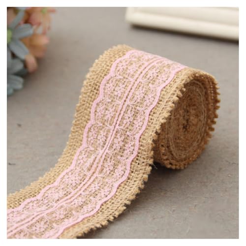 GreatRise 2 Meter × 6cm Natürliche Juteband mit Spitze Vintage Jute-Spitzenband Sackleinen Dekoband Geschenkband Stoffband für DIY Scrapbooking Geschenkverpackung Hochzeit Party Deko Hellrosa GreatRise 2 Meter × 6cm Natürliche Juteband mit Spitze Vintage Jute-Spitzenband Sackleinen Dekoband Geschenkband Stoffband für DIY Scrapbooking Geschenkverpackung Hochzeit Party Deko Hellrosa von GreatRise