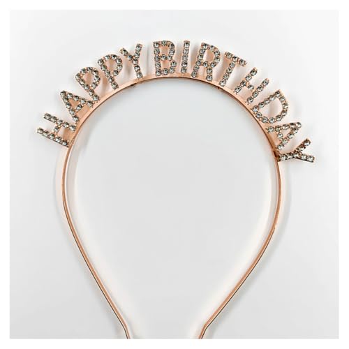 GreatRise 2 Stück Happy Birthday Stirnband mit Stass Glitzer Haarreif Metall Haarband Geburtstagskrone Geburtstag Zubehör Kopfschmuck für Frauen und Mädchen, Kinder und Erwachsener Roségold von GreatRise