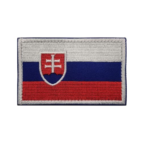 GreatRise 2 Stück Slowakei Flagge Patch Militär Abzeichen, 8 × 5cm Hook and Loop Europa Flaggen Gestickt Abzeichen Bunt Selbstklebender Patch für Kleidung Rucksack Uniformen Weste Jacke von GreatRise