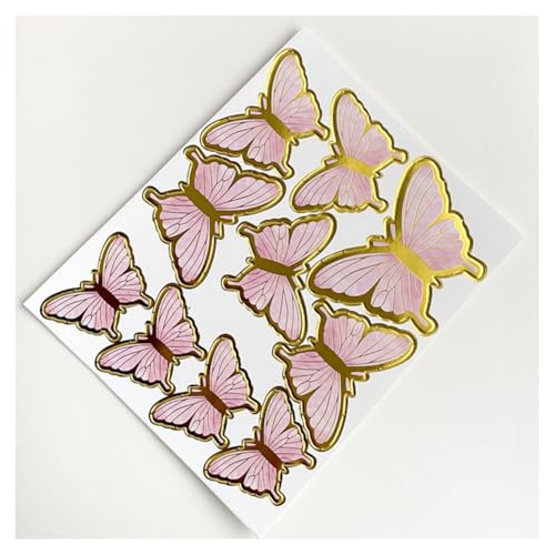 GreatRise 20 Stück 3D Schmetterling Kuchen Torten Deko Set zum DIY Dreidimensional Tortendeko Geburtstag Kuchendeko Tortenaufleger für Party Taufe Hochzeitstorte Dessert Cupcake Toppers #4 Rosa von GreatRise