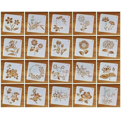 GreatRise 20 Stück Kunststoff Schablonen zum Malen, Blumen, Tieren, Haus Malschablonen Kinder Wiederverwendbare Schichtschablone für DIY Textilgestaltung Handwerk Scrapbooking Sammelalbum Stil 1 GreatRise 20 Stück Kunststoff Schablonen zum Malen, Blumen, Tieren, Haus Malschablonen Kinder Wiederverwendbare Schichtschablone für DIY Textilgestaltung Handwerk Scrapbooking Sammelalbum Stil 1 von GreatRise