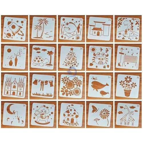 GreatRise 20 Stück Kunststoff Schablonen zum Malen, Blumen, Tieren, Haus Malschablonen Kinder Wiederverwendbare Schichtschablone für DIY Textilgestaltung Handwerk Scrapbooking Sammelalbum Stil 2 GreatRise 20 Stück Kunststoff Schablonen zum Malen, Blumen, Tieren, Haus Malschablonen Kinder Wiederverwendbare Schichtschablone für DIY Textilgestaltung Handwerk Scrapbooking Sammelalbum Stil 2 von GreatRise