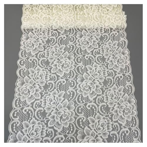 GreatRise 20 Yard Weiß Elastizität Spitzenbordüre 30cm Breit Spitzenband Vintage Blumenmuster Spitzenstoff Spitze Dekoband für DIY Nähen Handwerk Kleidung Unterwäsche Tischläufer Dekoration #F von GreatRise