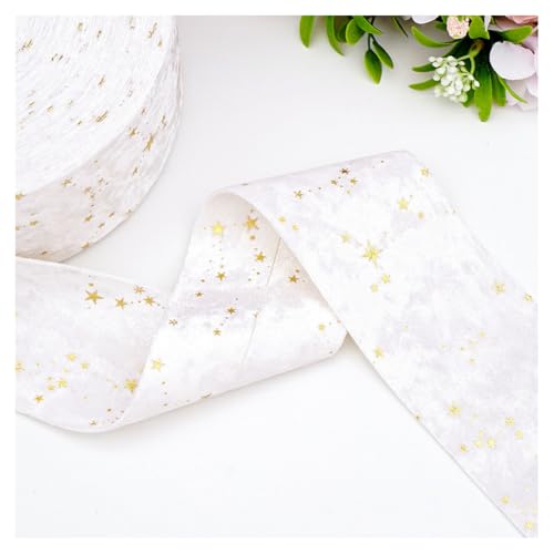 GreatRise 20 Yard×38mm Doppelseitig Samtband Samt Geschenkband Schleifenband Dekoband zum Nähen für DIY Schleife Haarband Hochzeit Blumenstrauß Weihnachten Geschenkverpacken Deko Weiß von GreatRise